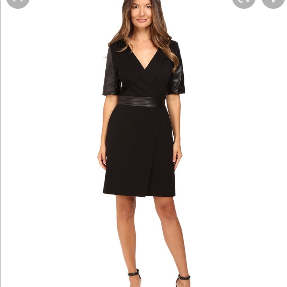 NWT The Kooples Black Leather Detail Short Dress